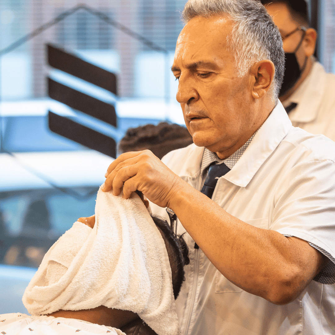 Barber working at Gents Barber Club in San Francisco luxury barber shop Barber Careers